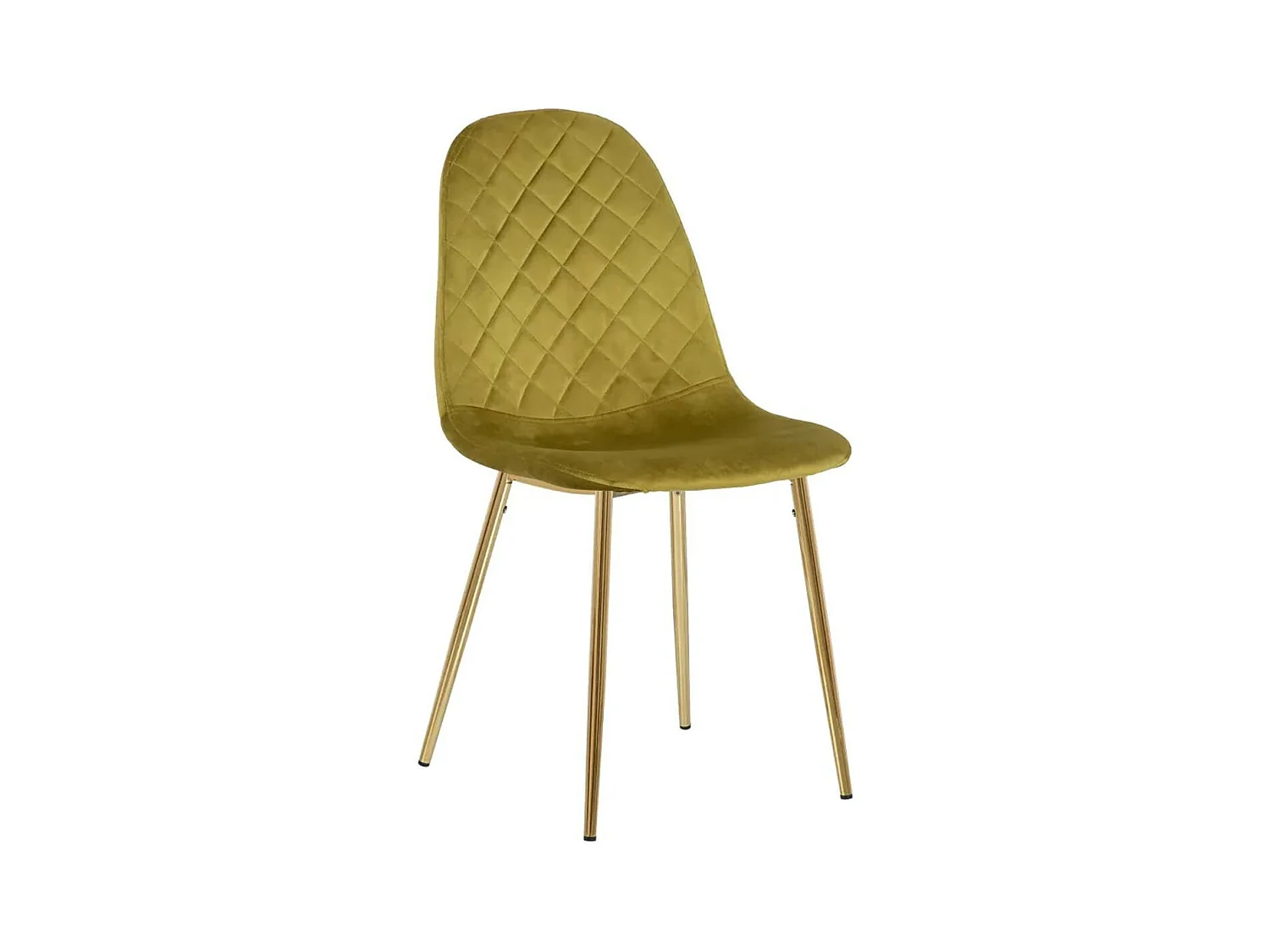 GLASSY - Lot de 4 Chaises Surpiqures Carreaux Velours Jaune
