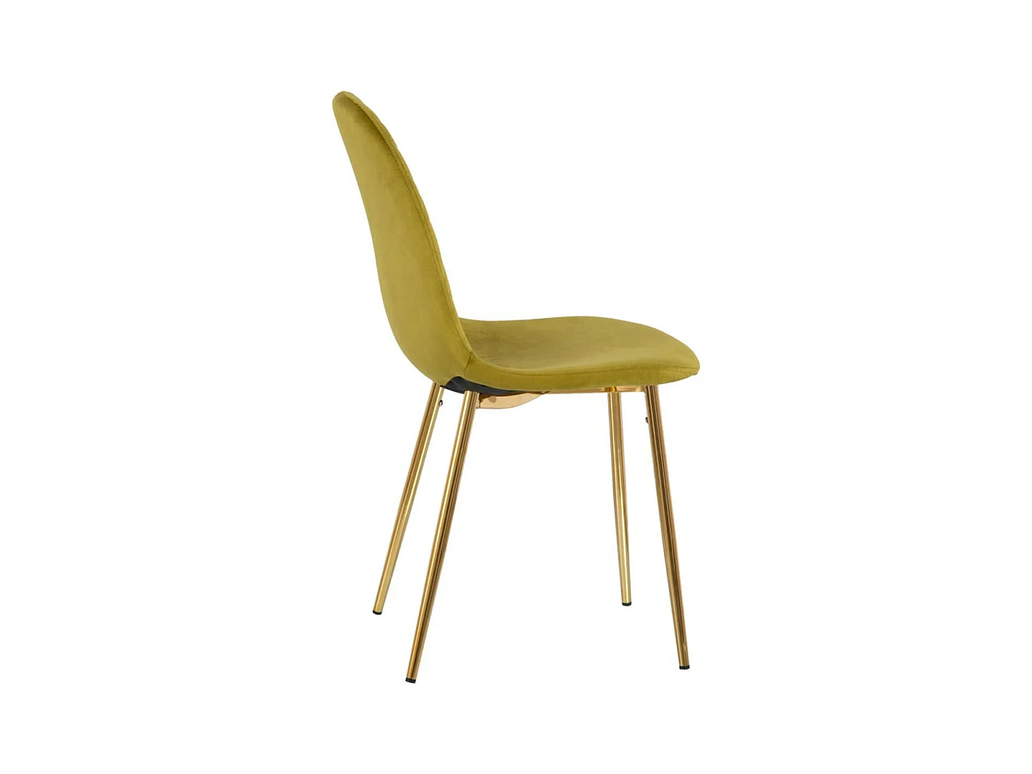 GLASSY - Lot de 4 Chaises Surpiqures Carreaux Velours Jaune