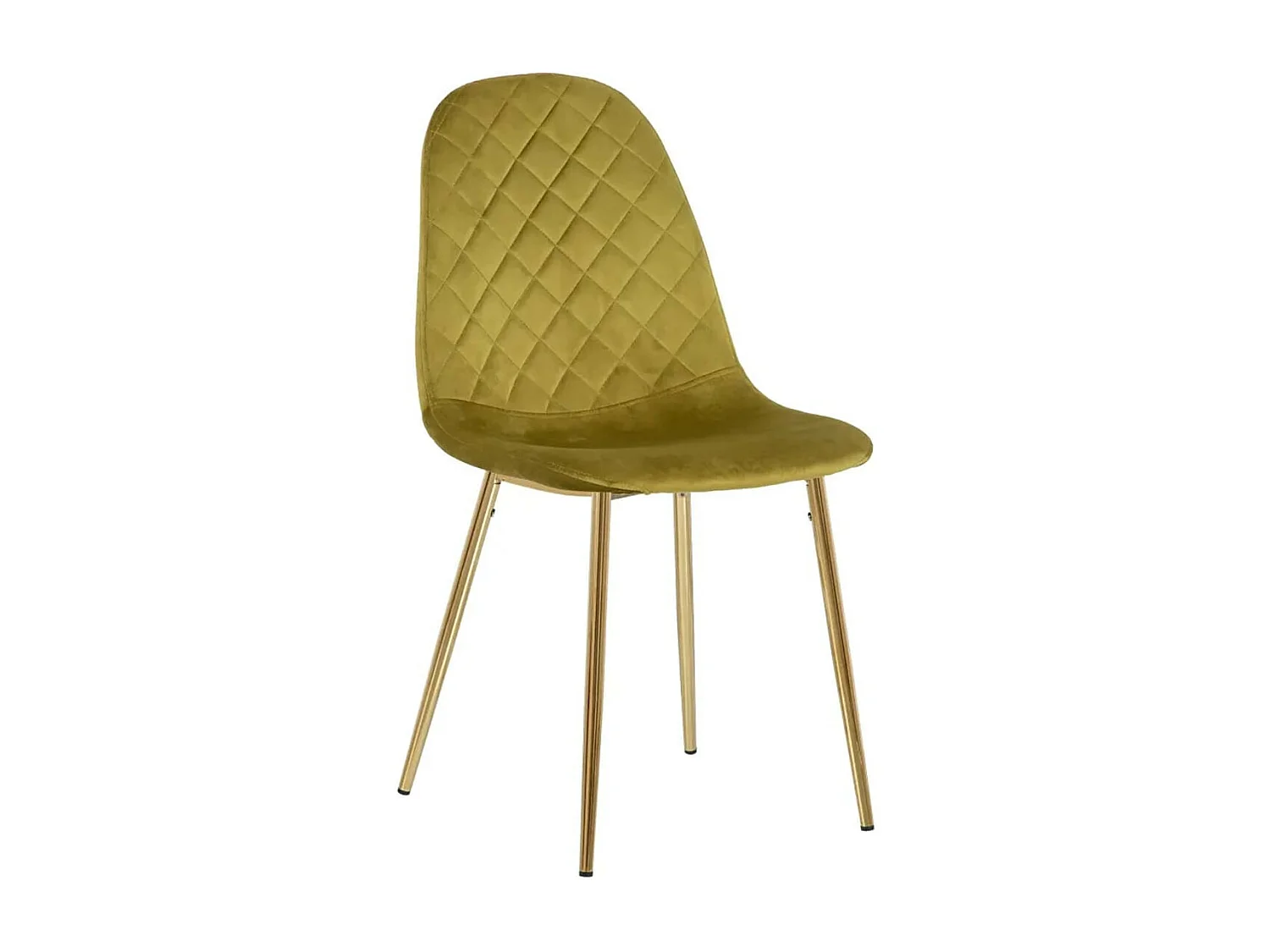 GLASSY - Lot de 4 Chaises Surpiqures Carreaux Velours Jaune