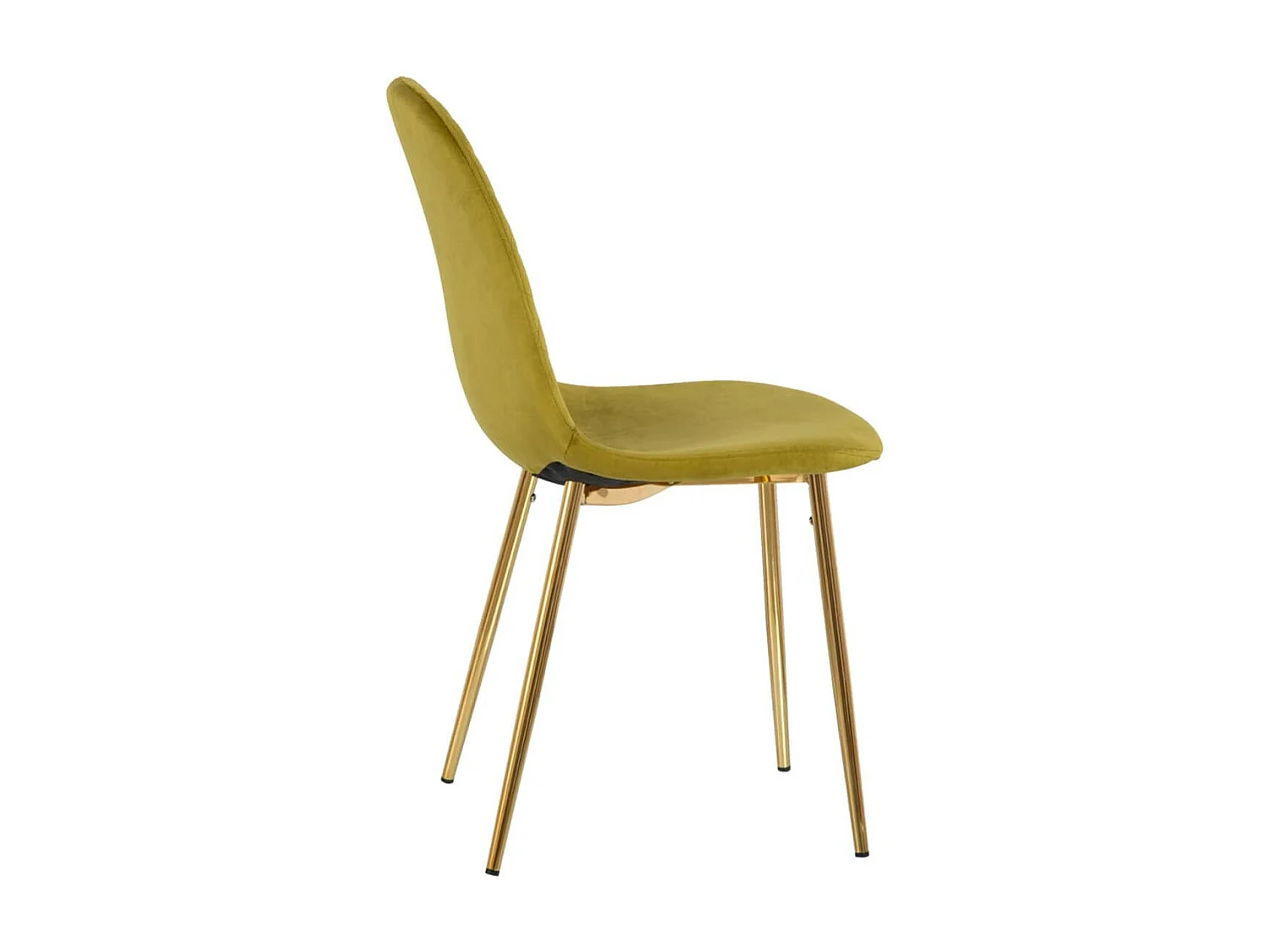 GLASSY - Lot de 4 Chaises Surpiqures Carreaux Velours Jaune