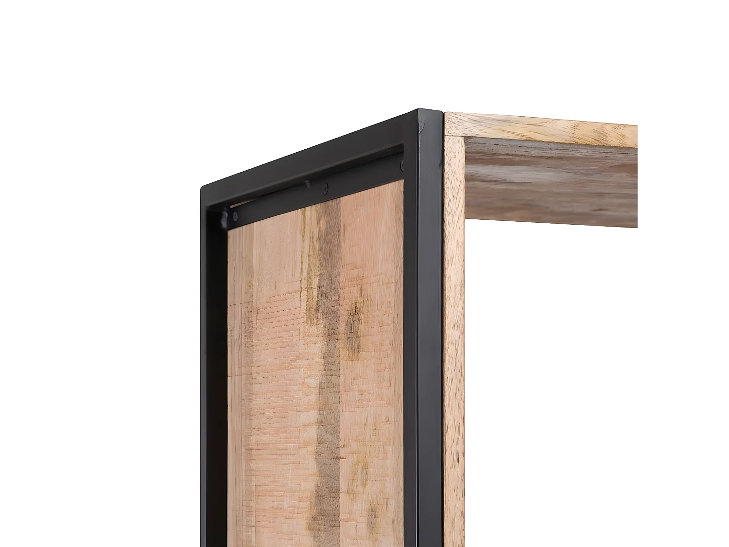 DROMY - Meuble Etagère Manguier et Métal Noir