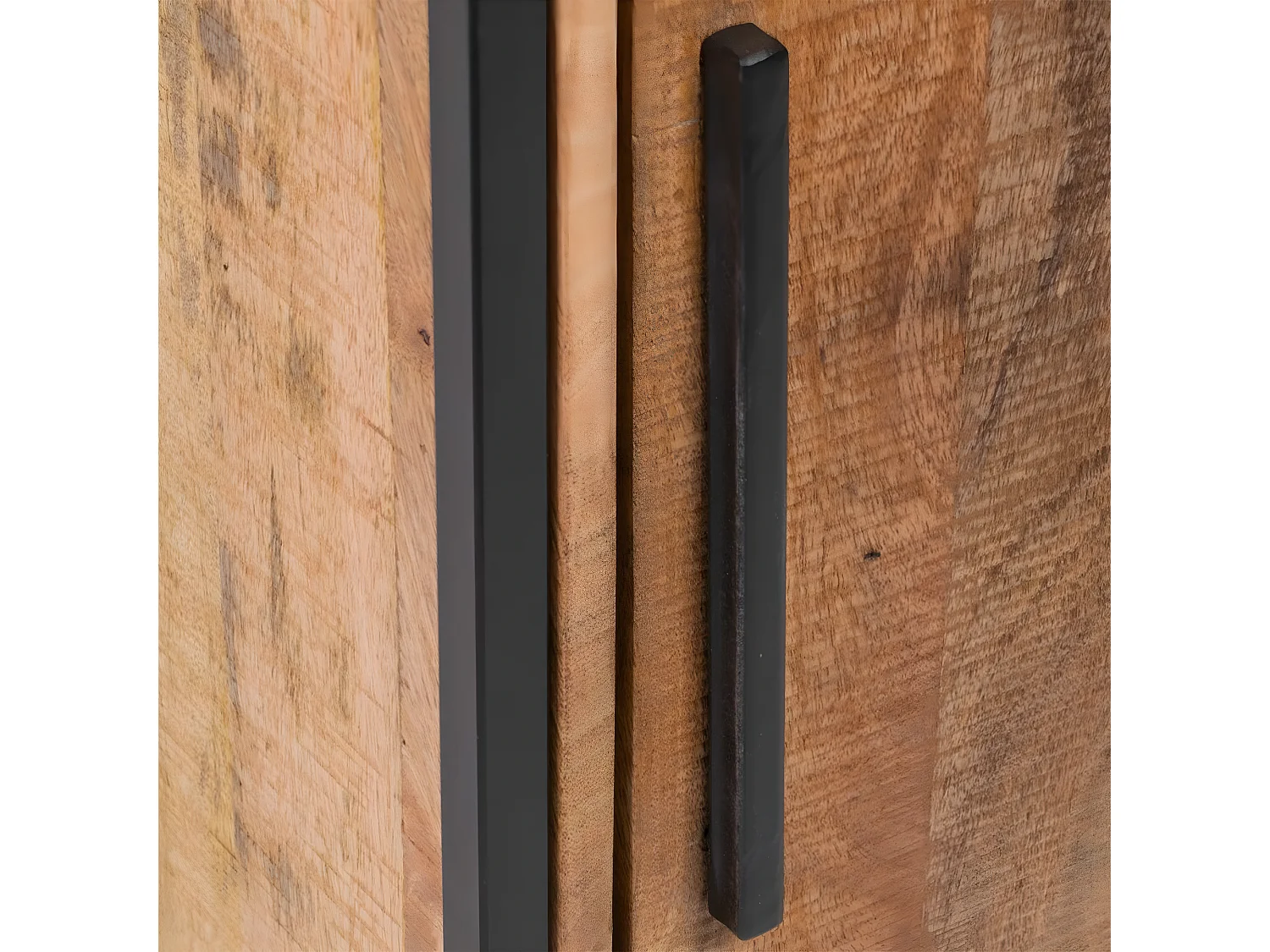 DROMY - Meuble Etagère Manguier et Métal Noir