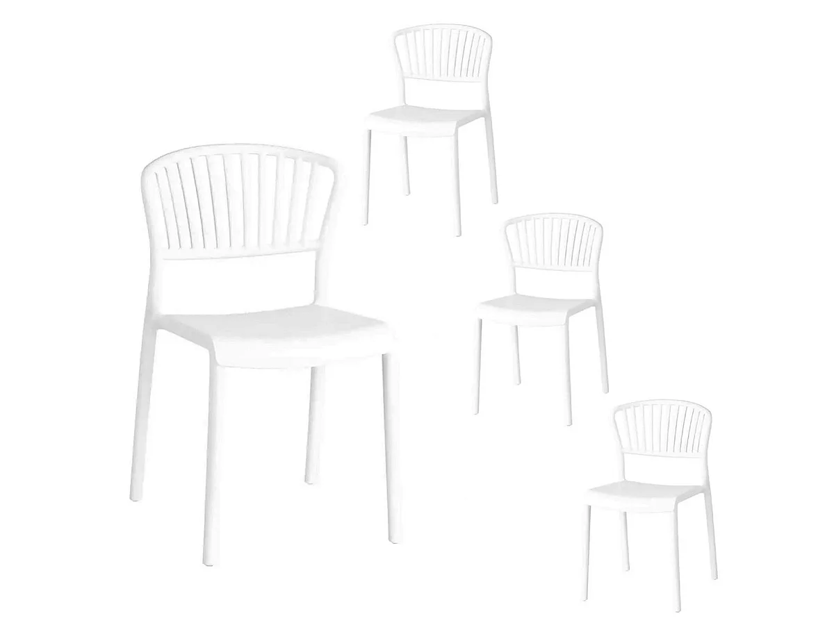 SPOKE - Lot de 4 Chaises Empilables Polypropylène Blanc