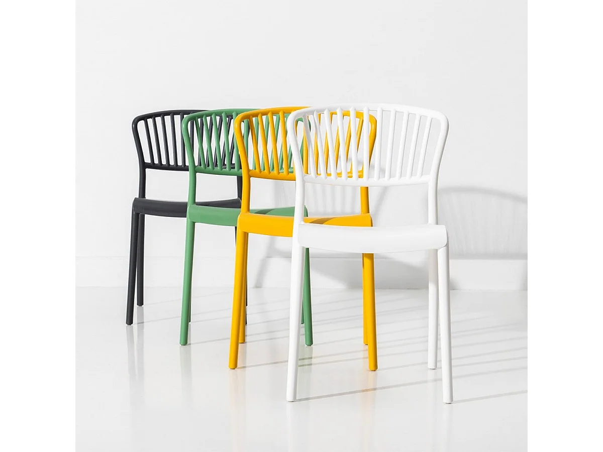 SPOKE - Lot de 4 Chaises Empilables Polypropylène Blanc