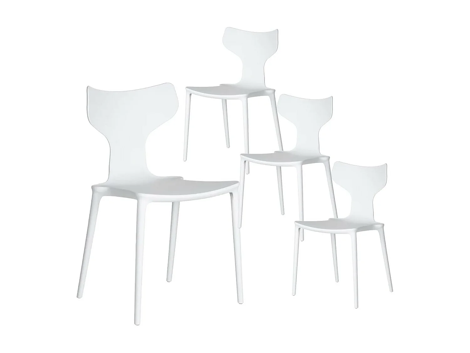 BLIST - Lot de 4 Chaises Empilables PP Blanc Dossier en T