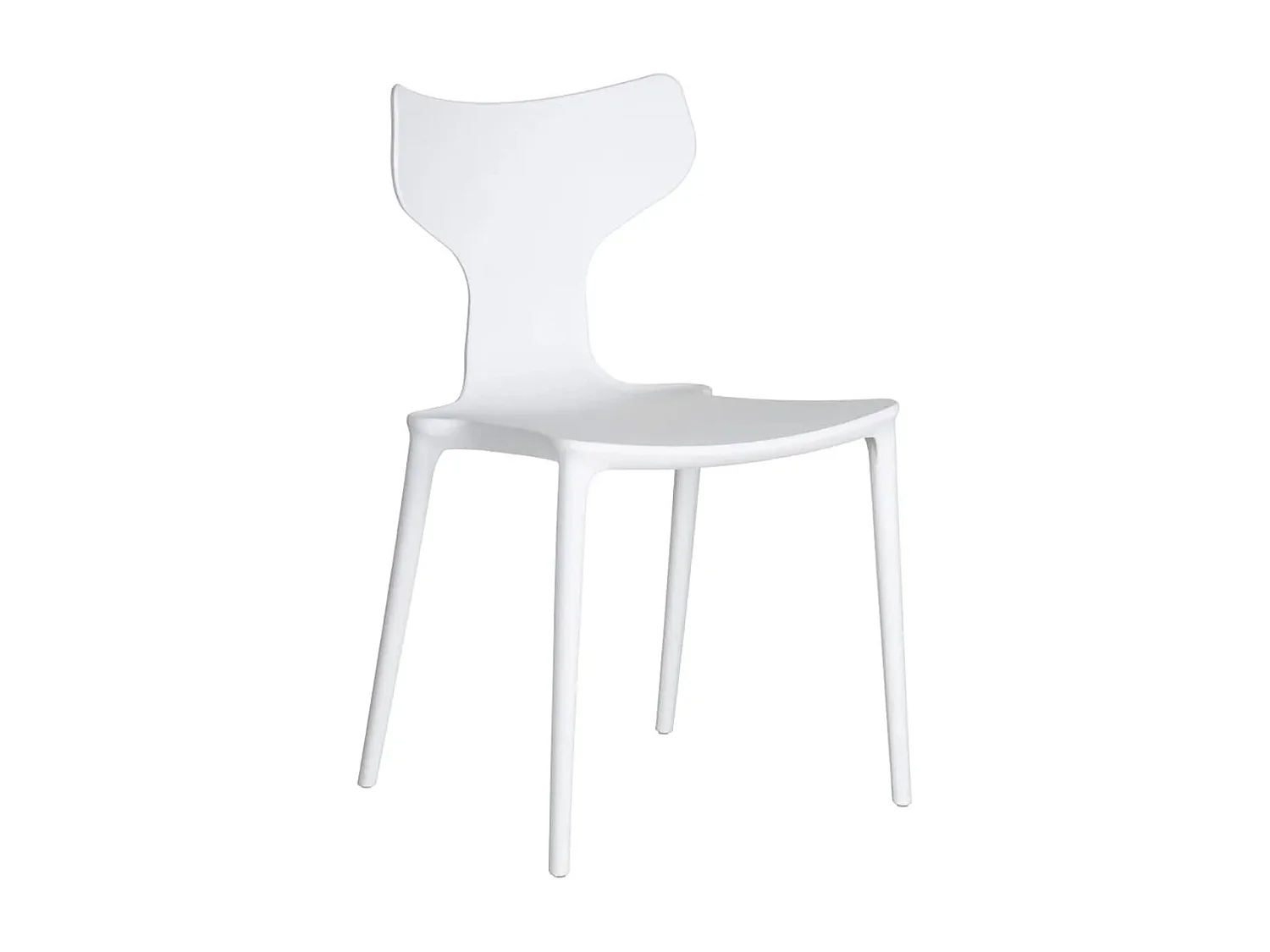 BLIST - Lot de 4 Chaises Empilables PP Blanc Dossier en T