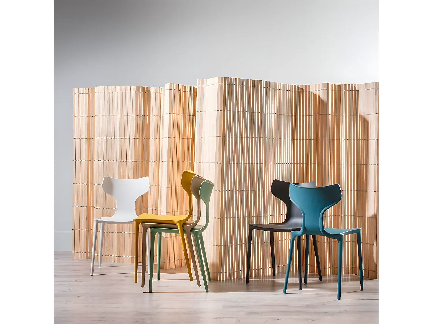 BLIST - Lot de 4 Chaises Empilables PP Blanc Dossier en T