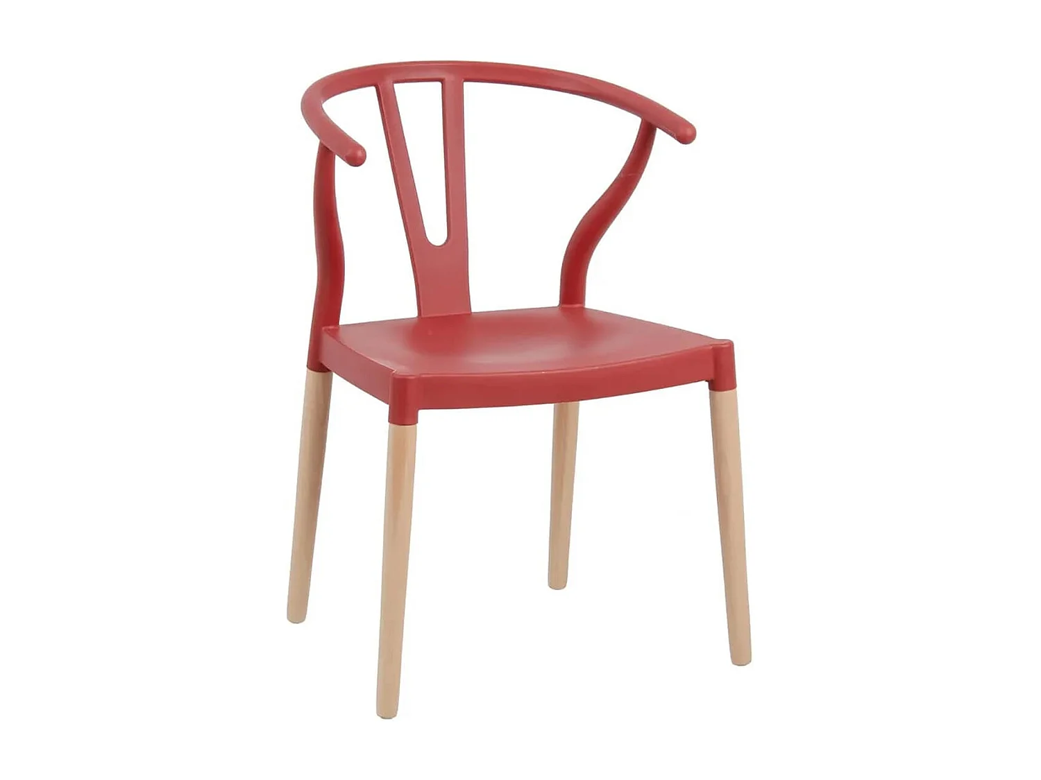 SCANDO - Lot de 2 Chaises Polypropylène Rouge Pied Bois
