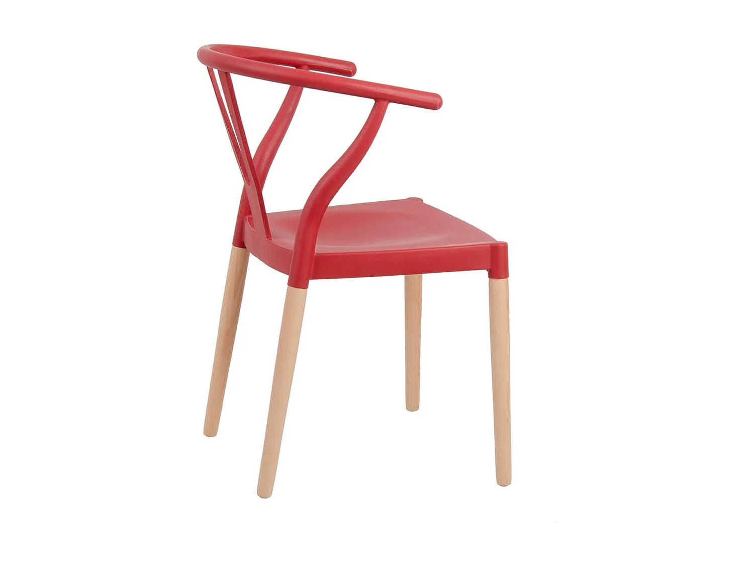 SCANDO - Lot de 2 Chaises Polypropylène Rouge Pied Bois