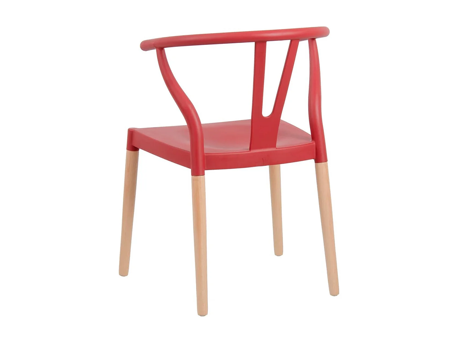 SCANDO - Lot de 2 Chaises Polypropylène Rouge Pied Bois