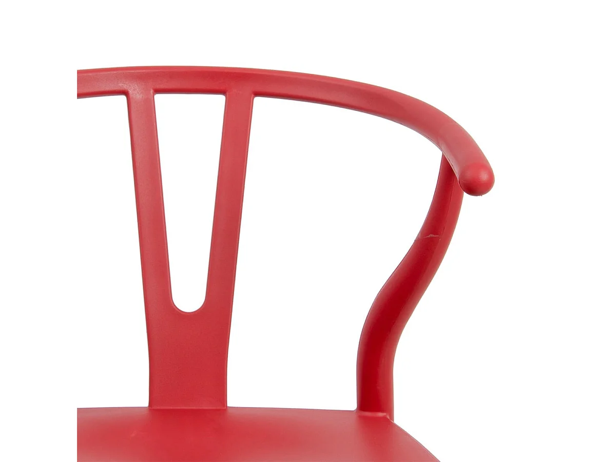 SCANDO - Lot de 2 Chaises Polypropylène Rouge Pied Bois