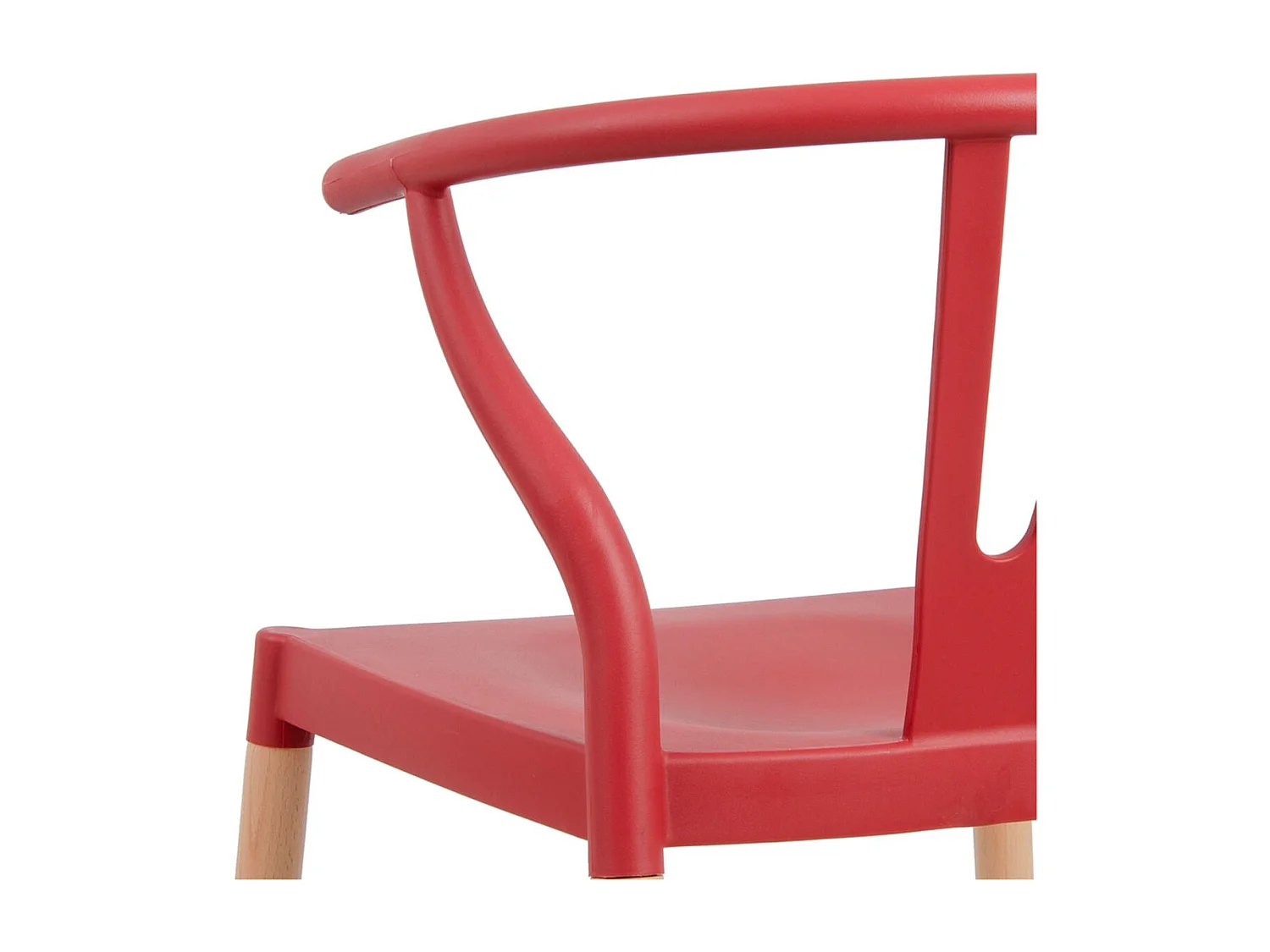 SCANDO - Lot de 2 Chaises Polypropylène Rouge Pied Bois