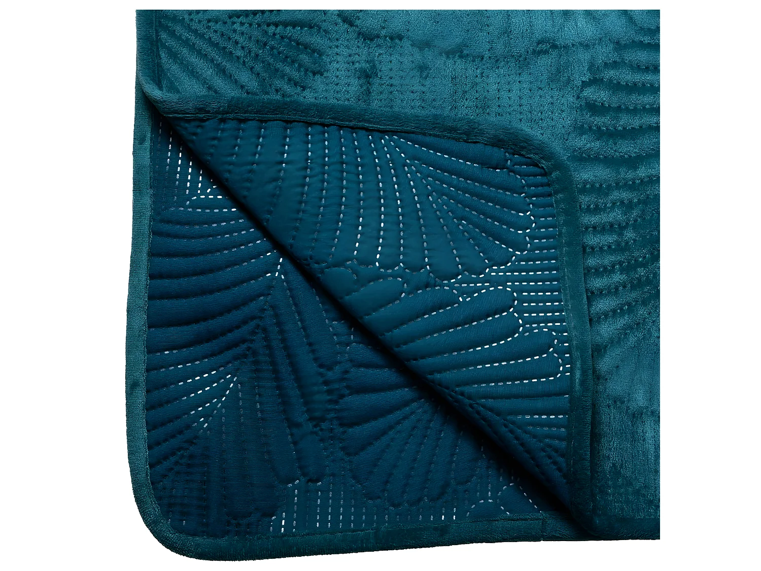 Dessus de Lit Velours Bleu Canard 240 x 260 cm