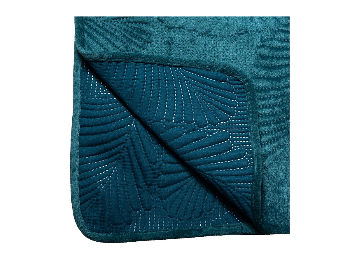 Dessus de Lit Velours Bleu Canard 240 x 260 cm