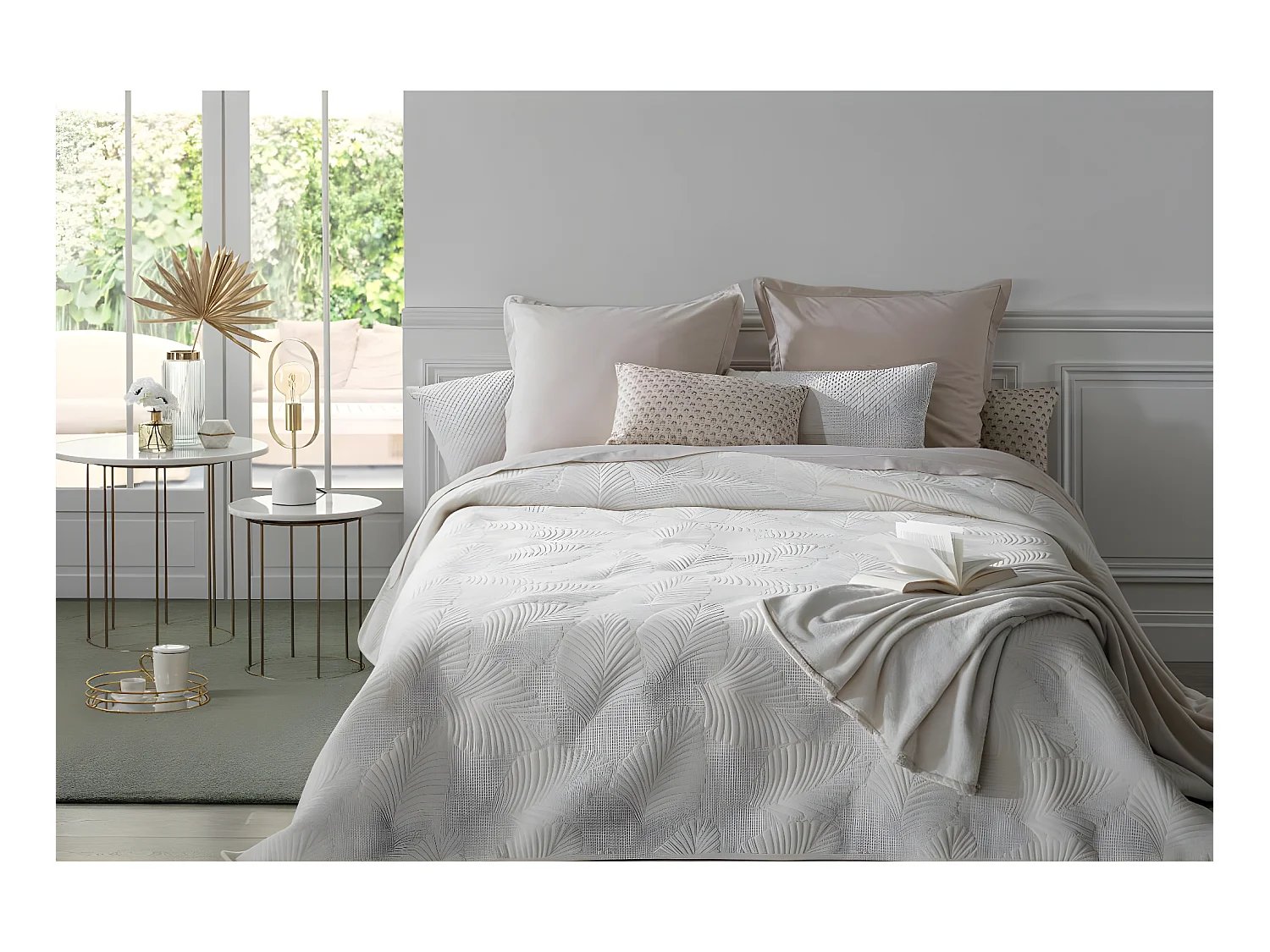 Dessus de Lit Velours Ivoire 240 x 260 cm