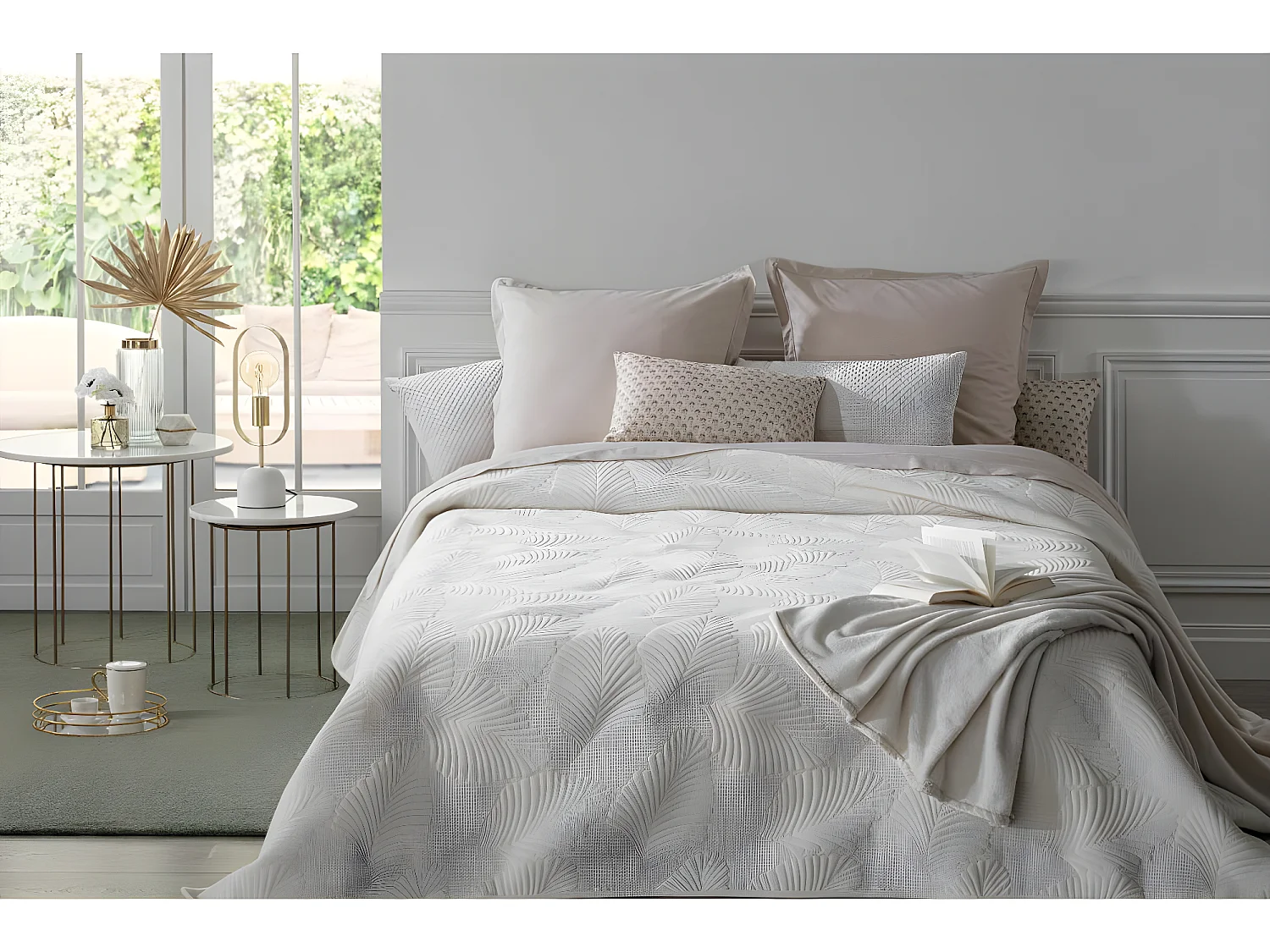 Dessus de Lit Velours Ivoire 240 x 260 cm