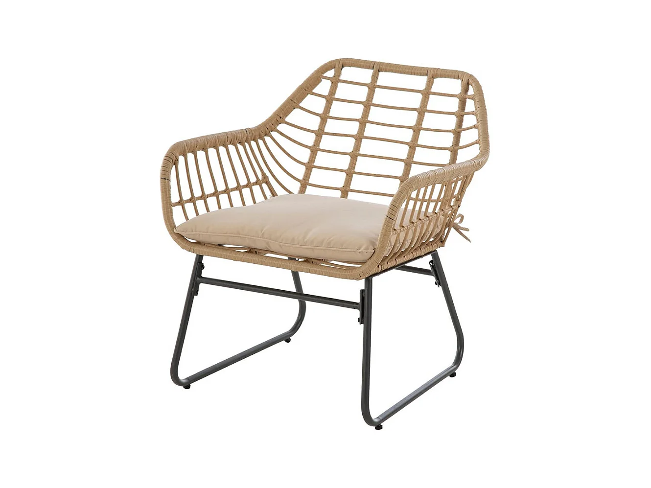 Salon de jardin en résine tressée Lambada Sésame avec table basse rectangulaire - 4 places - Hespéride