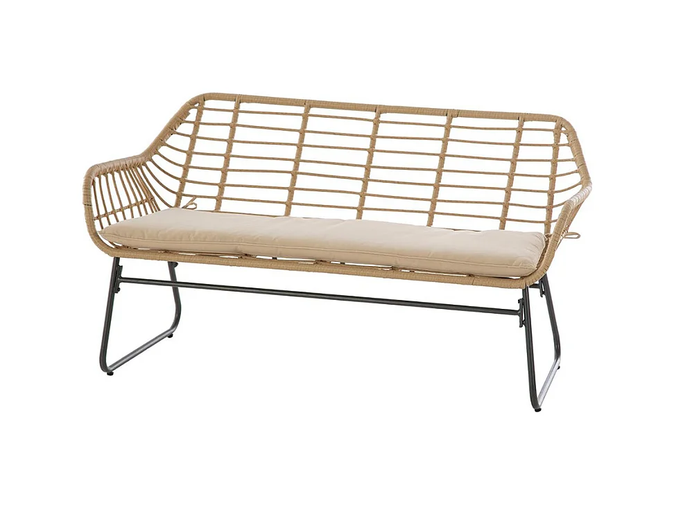 Salon de jardin en résine tressée Lambada Sésame avec table basse rectangulaire - 4 places - Hespéride