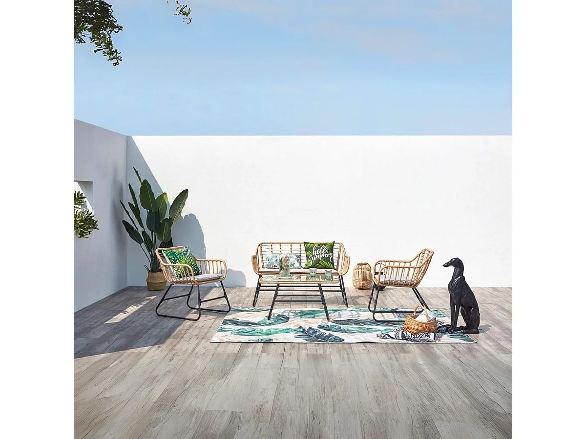 Conjunto de jardín Lambada sofá + 2 sillones + mesa beige