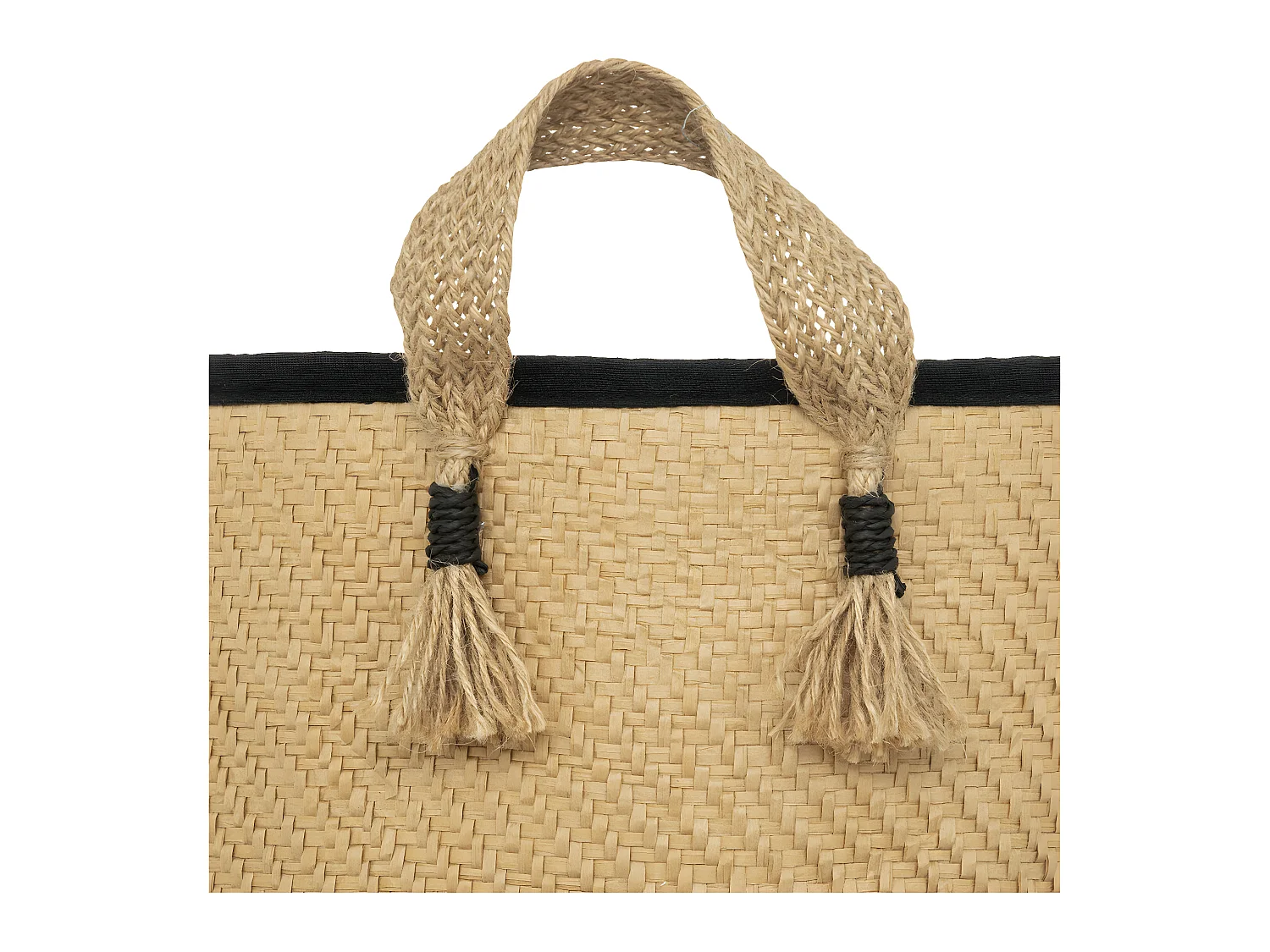 Lot de 3 Paniers de rangement avec doublure tissu et poignées en jute