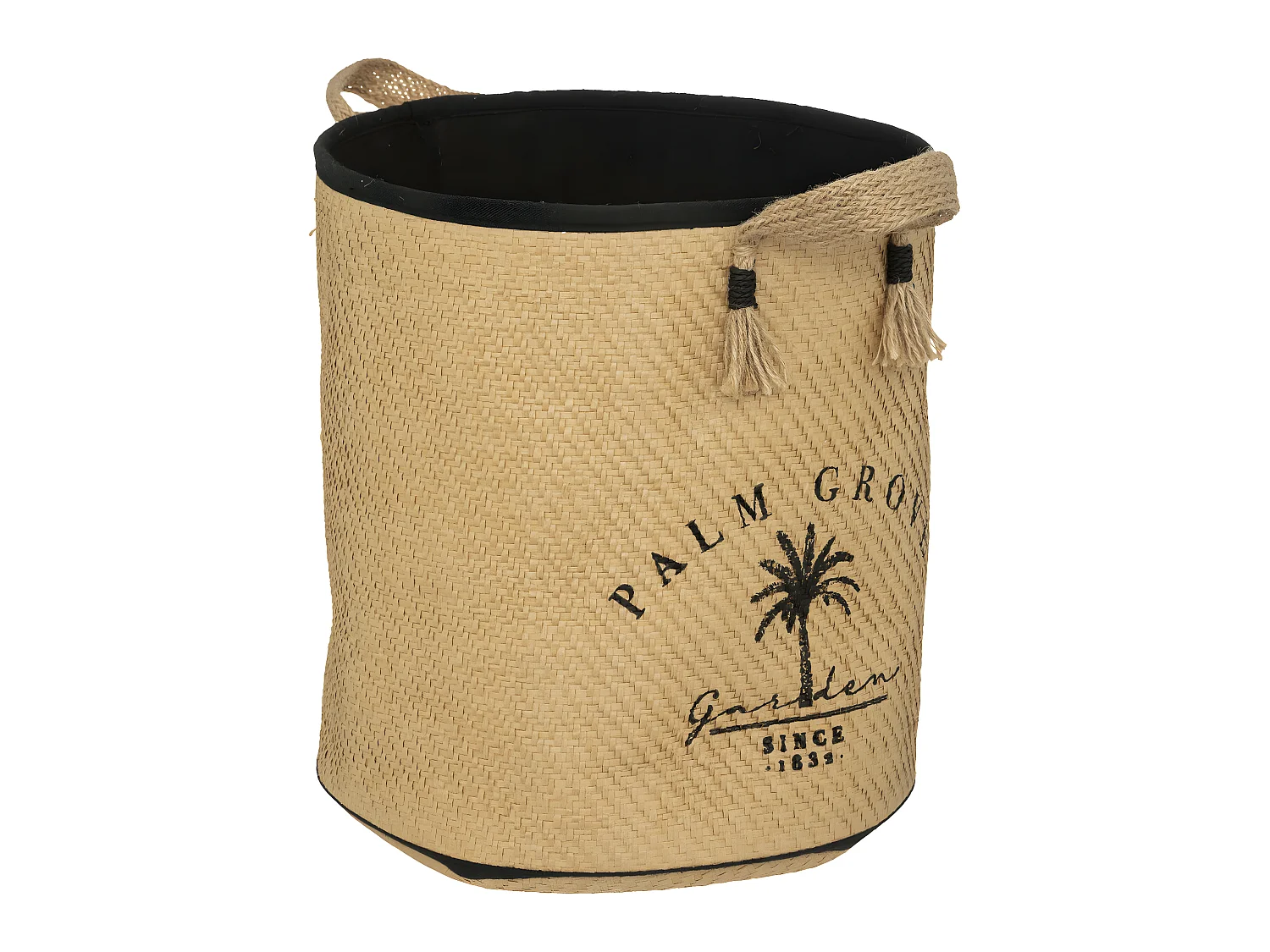 Lot de 3 Paniers de rangement avec doublure tissu et poignées en jute