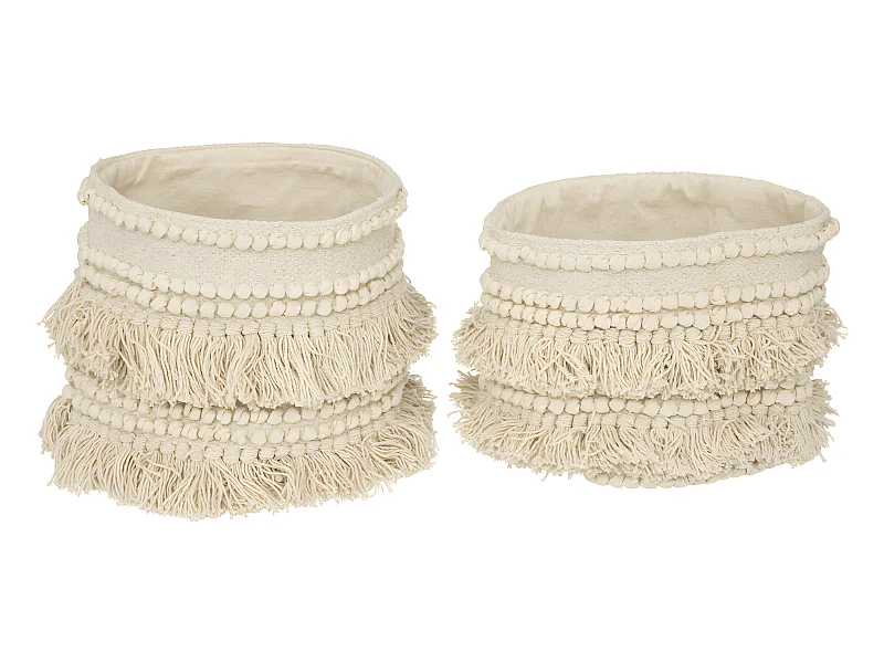 Set  de 2 Paniers de rangement en Coton recyclé avec franges