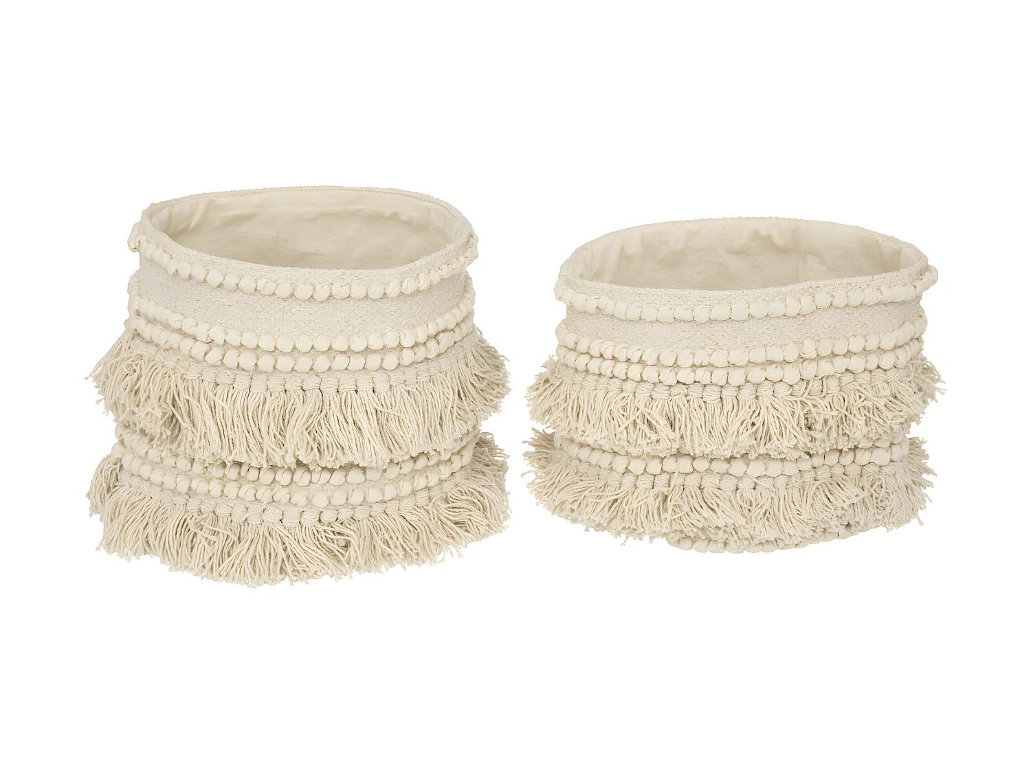 Set  de 2 Paniers de rangement en Coton recyclé avec franges