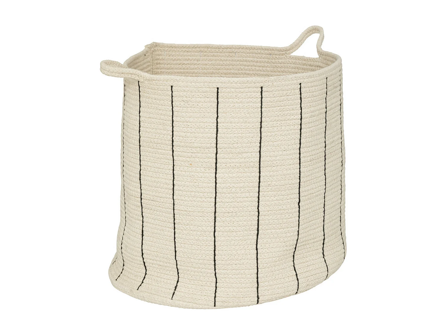 Lot de 2 Paniers de rangement en Coton Ivoire et rayé Noir