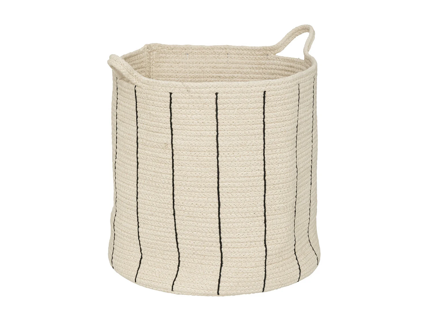 Lot de 2 Paniers de rangement en Coton Ivoire et rayé Noir