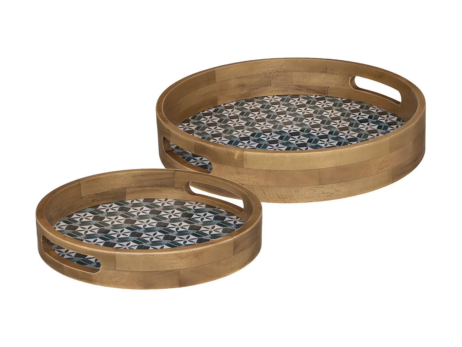 Set de 2 Plateaux en Bois et Verre