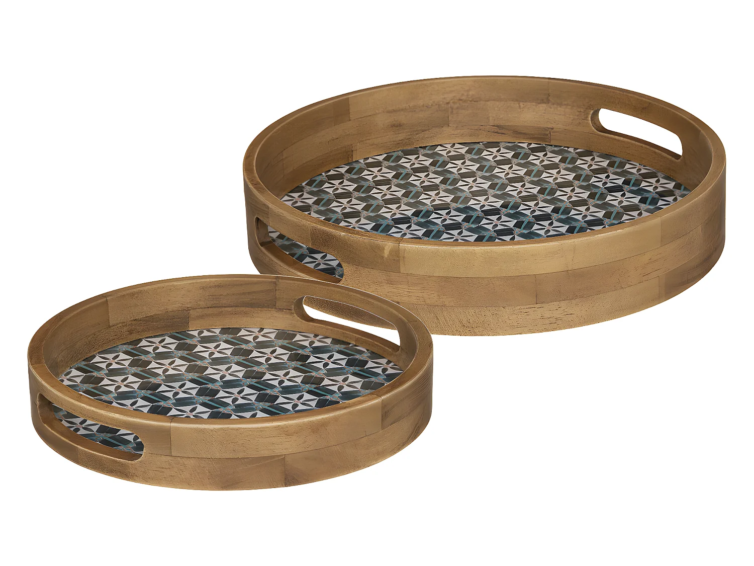 Set de 2 Plateaux en Bois et Verre