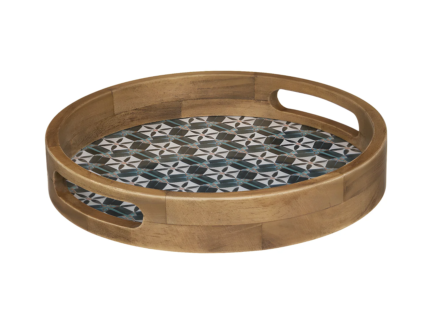 Set de 2 Plateaux en Bois et Verre