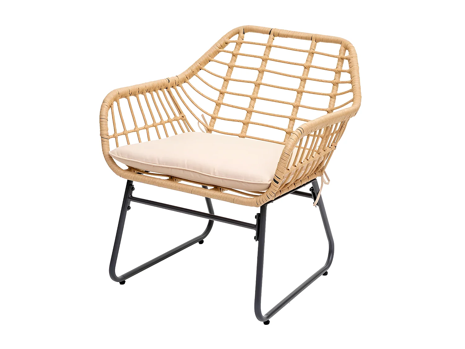 Salon de jardin en résine tressée Lambada Sésame avec table basse ronde - 2 places - Hespéride