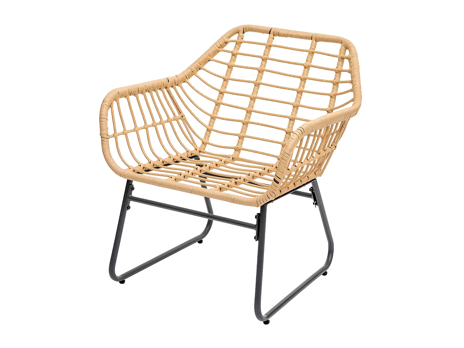 Salon de jardin en résine tressée Lambada Sésame avec table basse ronde - 2 places - Hespéride