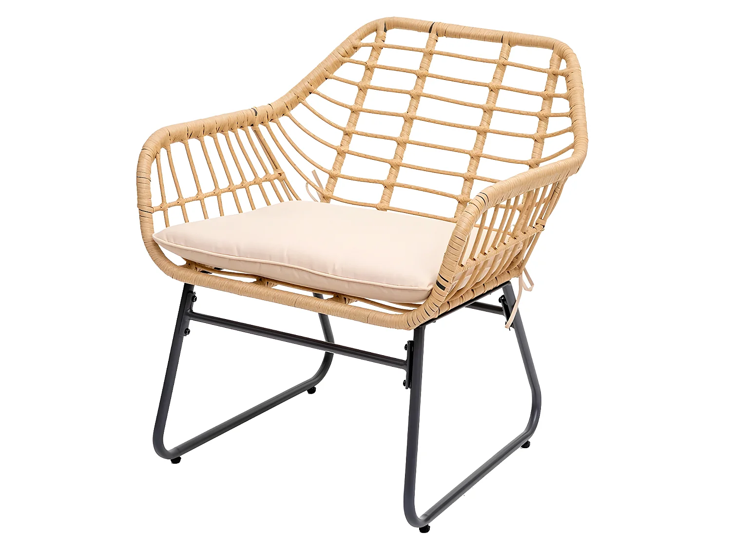 Salon de jardin en résine tressée Lambada Sésame avec table basse ronde - 2 places - Hespéride