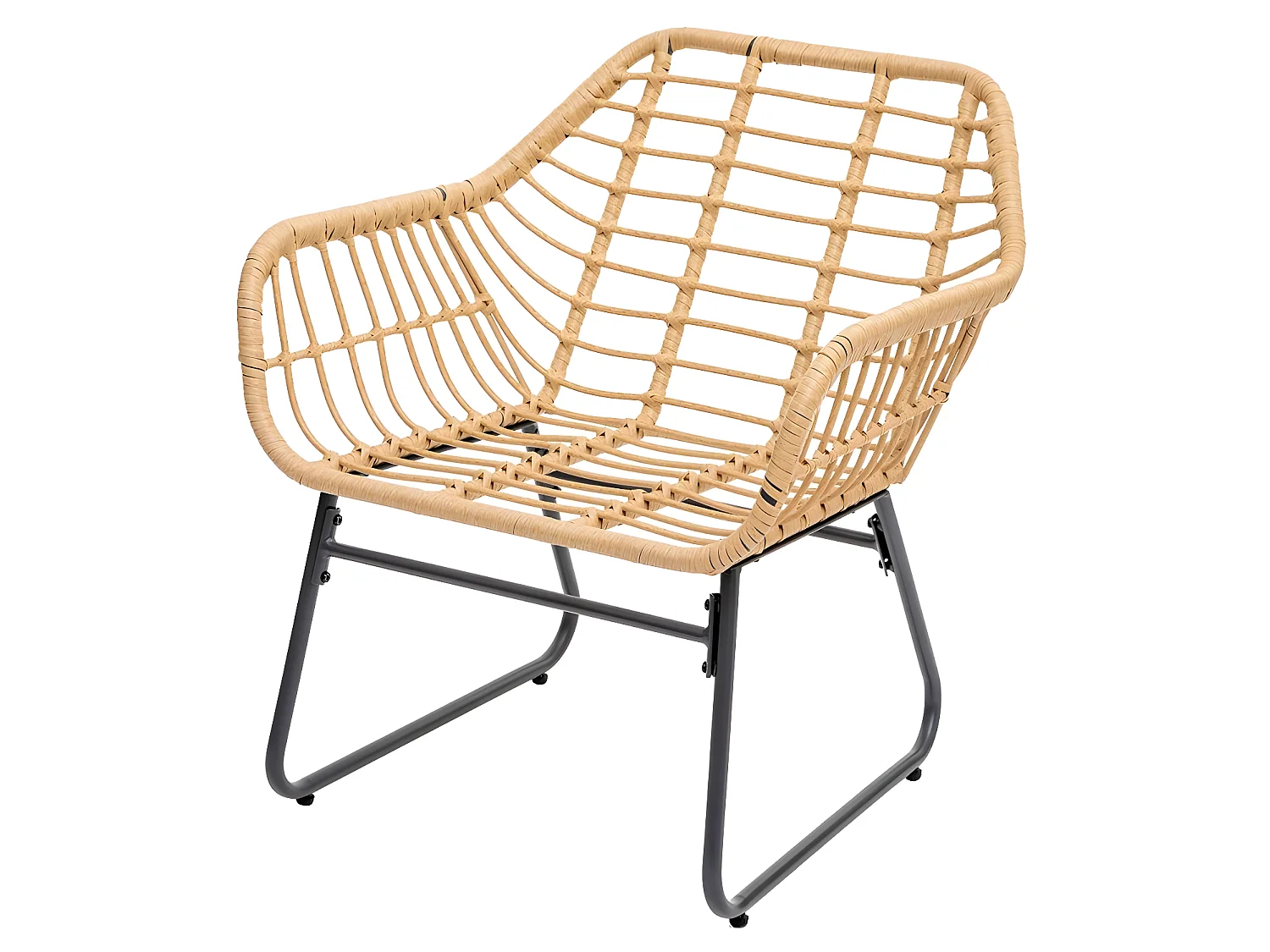 Salon de jardin en résine tressée Lambada Sésame avec table basse ronde - 2 places - Hespéride