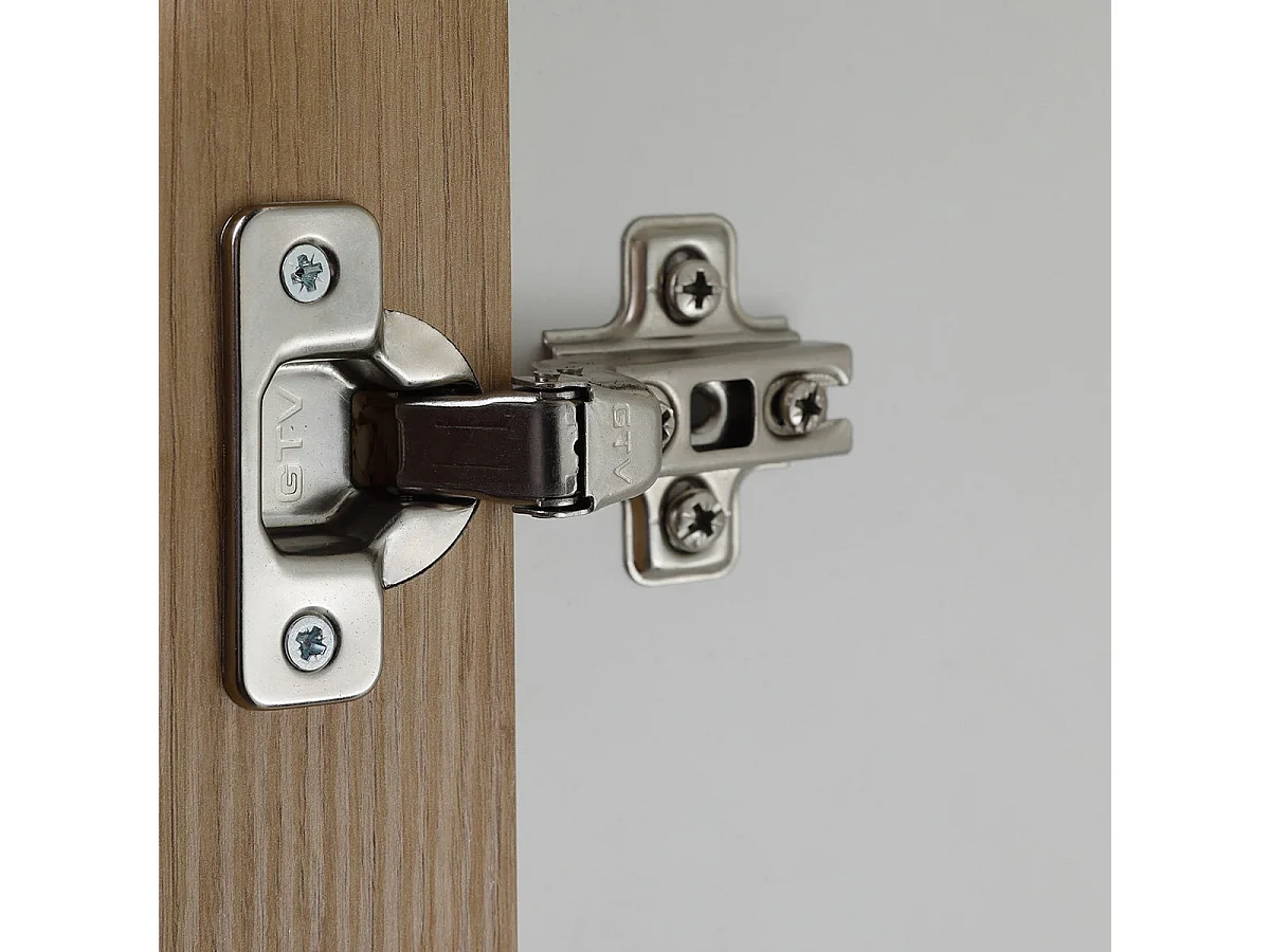 OPHELY - Meuble 2 Portes 2 Niches Blanc et Effet Bois