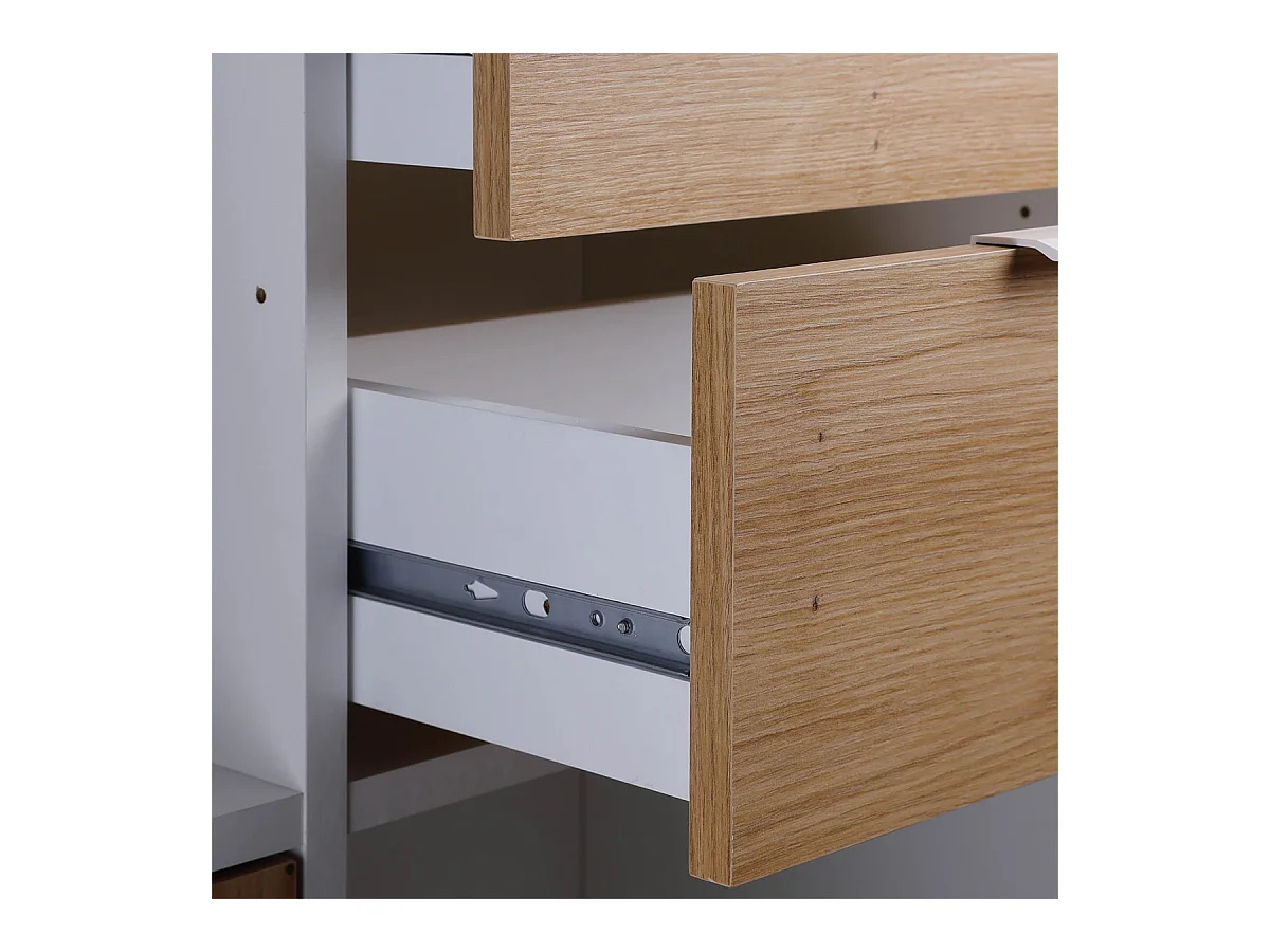 OPHELY - Meuble Multi-Rangement Blanc et Effet Bois