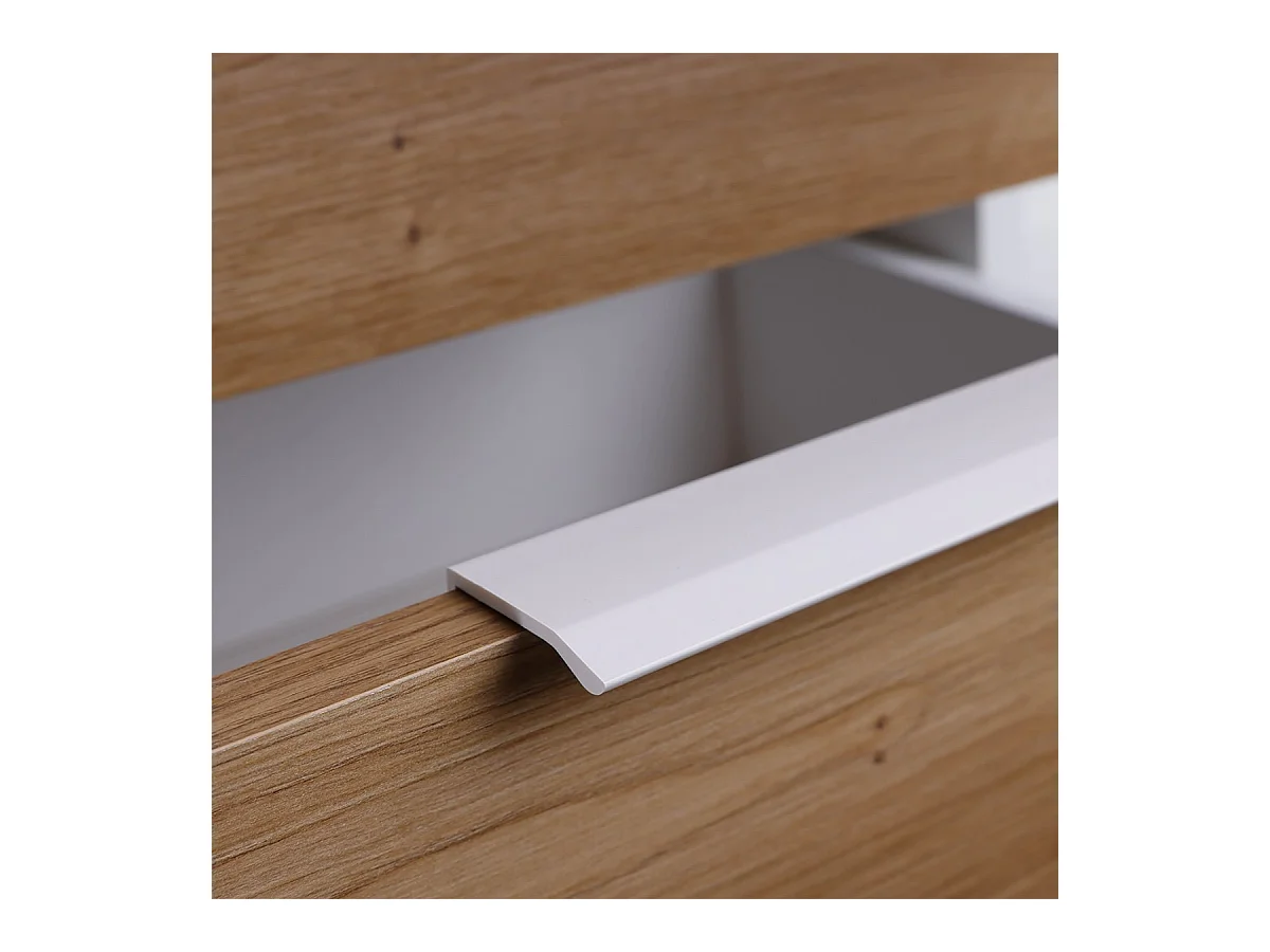 OPHELY - Meuble Multi-Rangement Blanc et Effet Bois