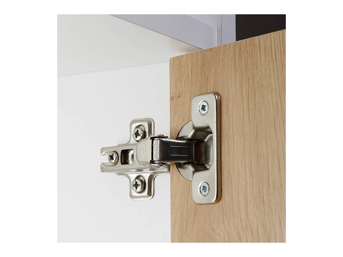 OPHELY - Meuble Multi-Rangement Blanc et Effet Bois