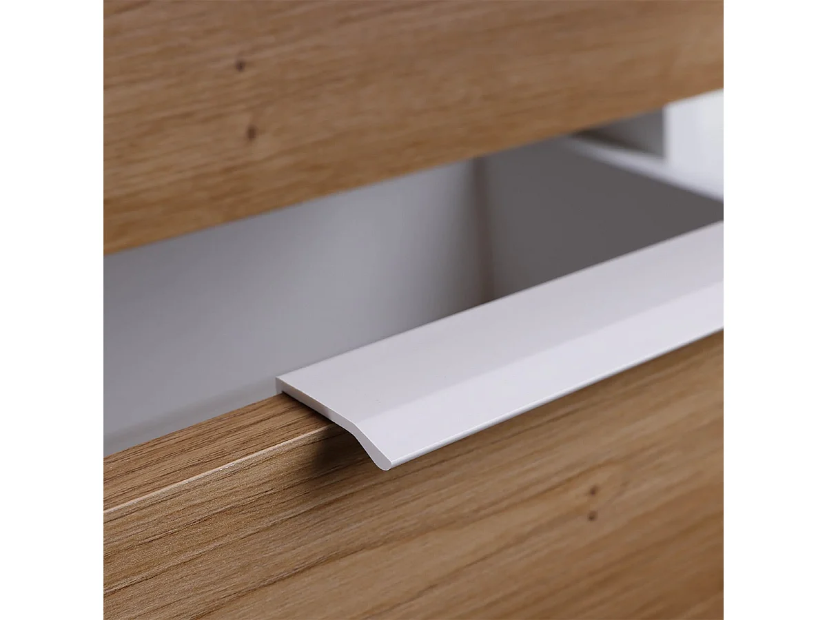 OPHELY - Meuble Multi-Rangement Blanc et Effet Bois