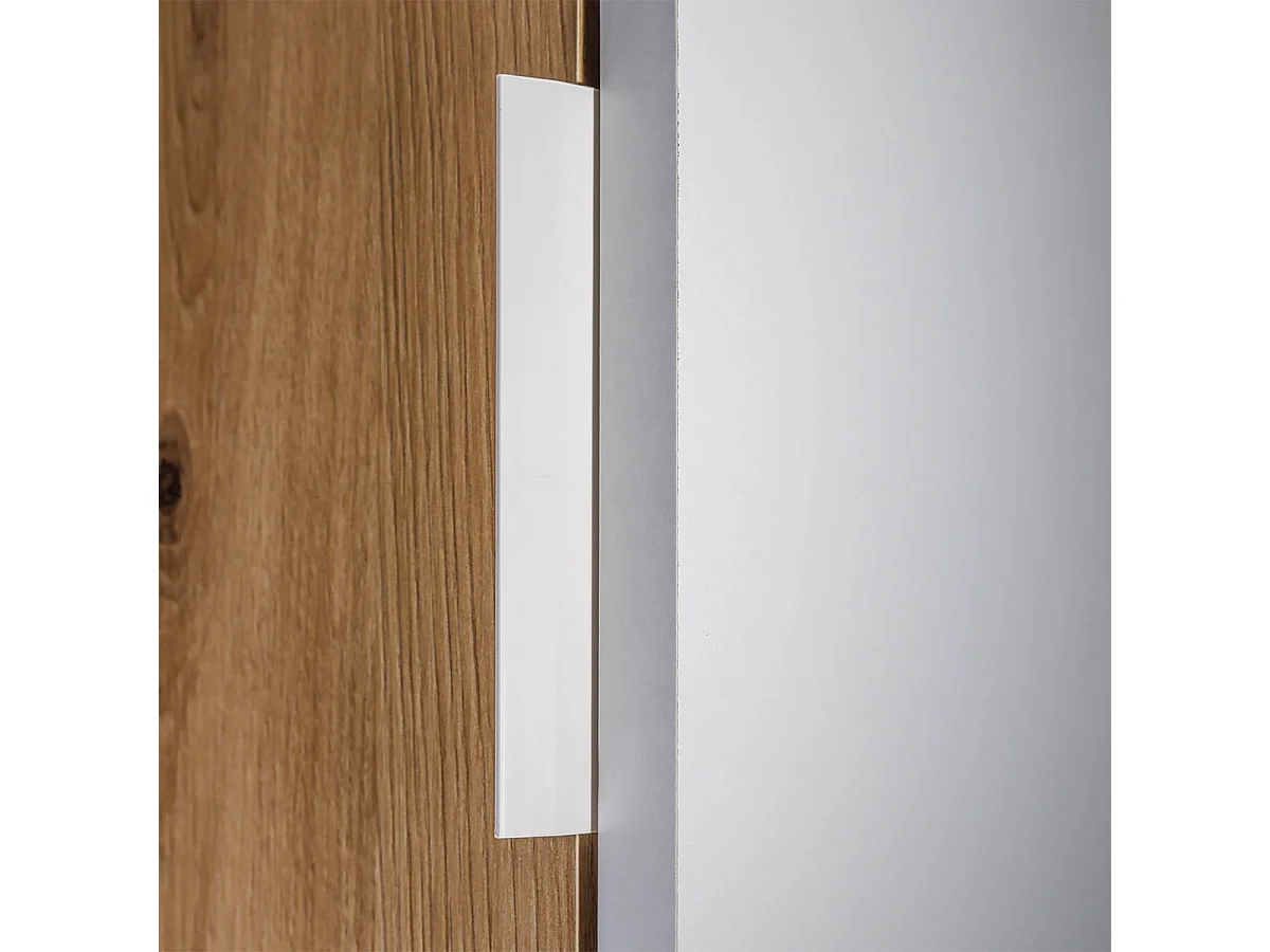 OPHELY - Meuble Multi-Rangement Blanc et Effet Bois