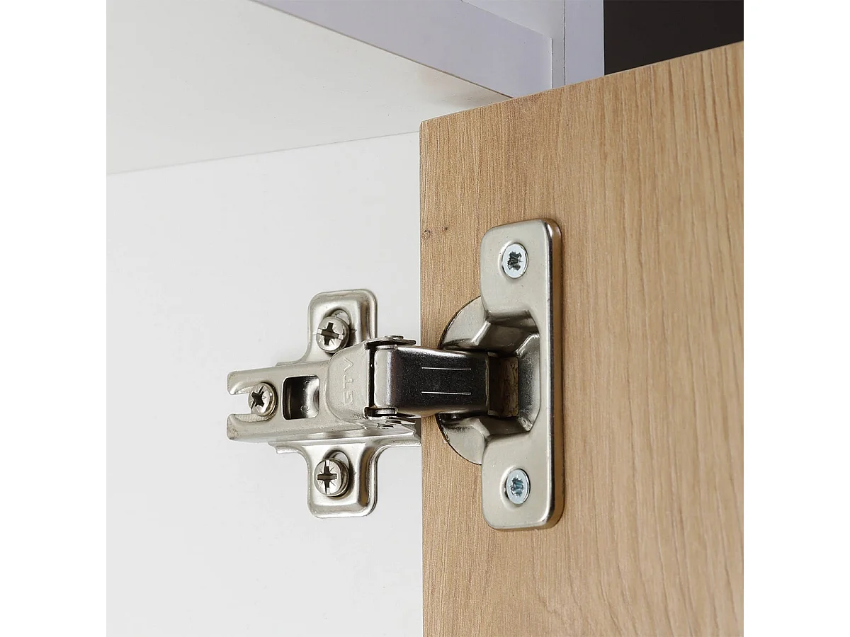 OPHELY - Meuble Multi-Rangement Blanc et Effet Bois