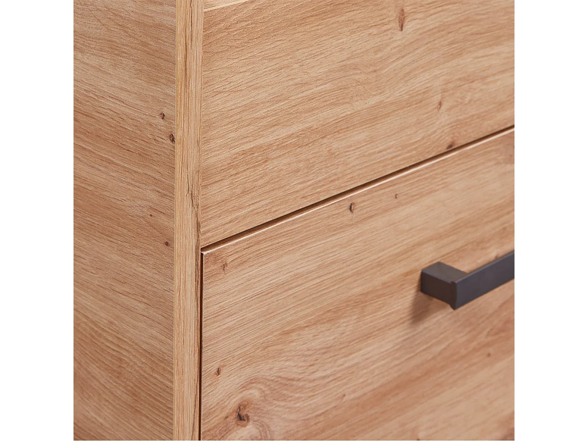 FIDAS - Lit 90x200cm Multi-Rangements Effet Chêne et Anthracite