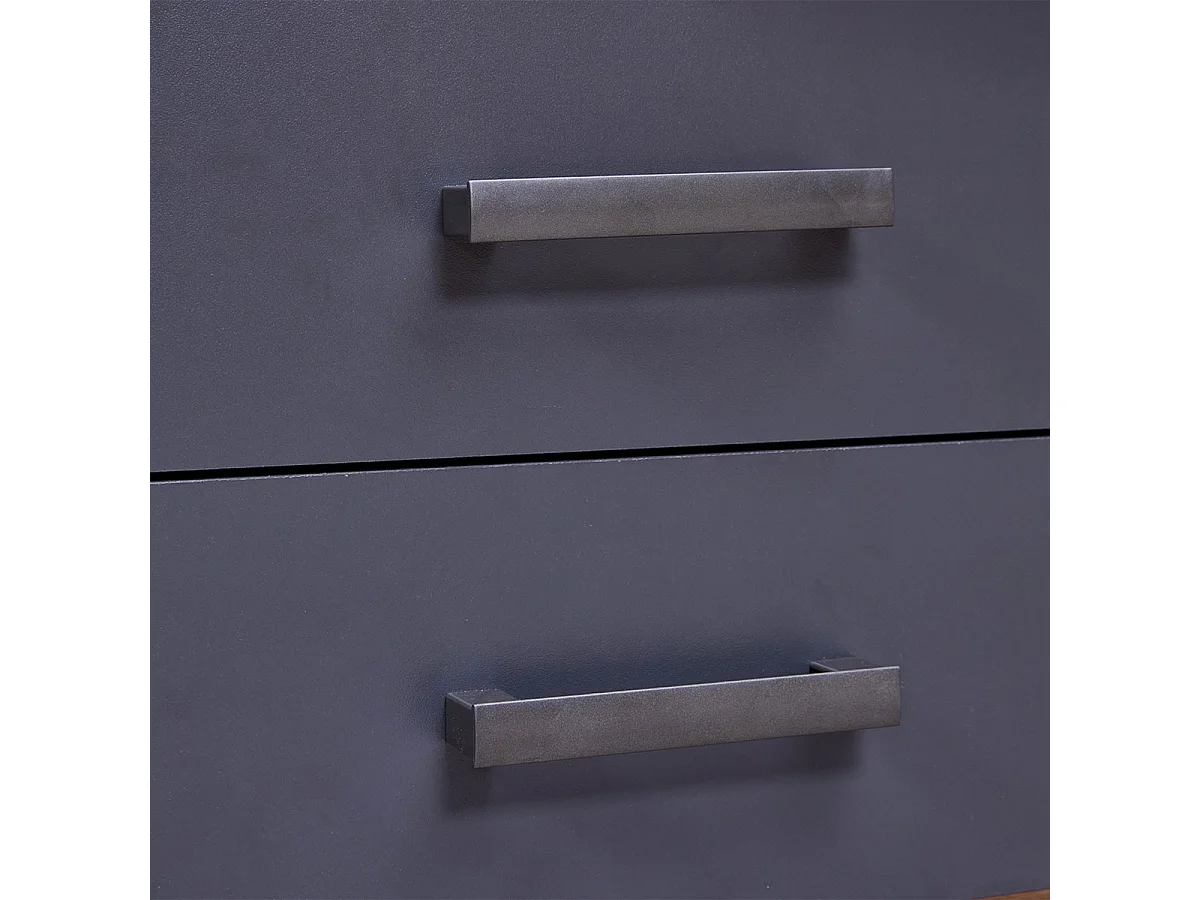 FIDAS - Lit 90x200cm Multi-Rangements Effet Chêne et Anthracite