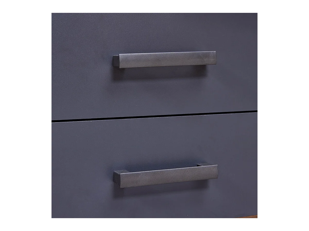 FIDAS - Lit 140x200cm Multi-Rangements Effet Chêne et Anthracite