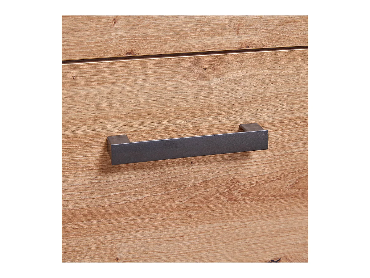 FIDAS - Lit 140x200cm Multi-Rangements Effet Chêne et Anthracite