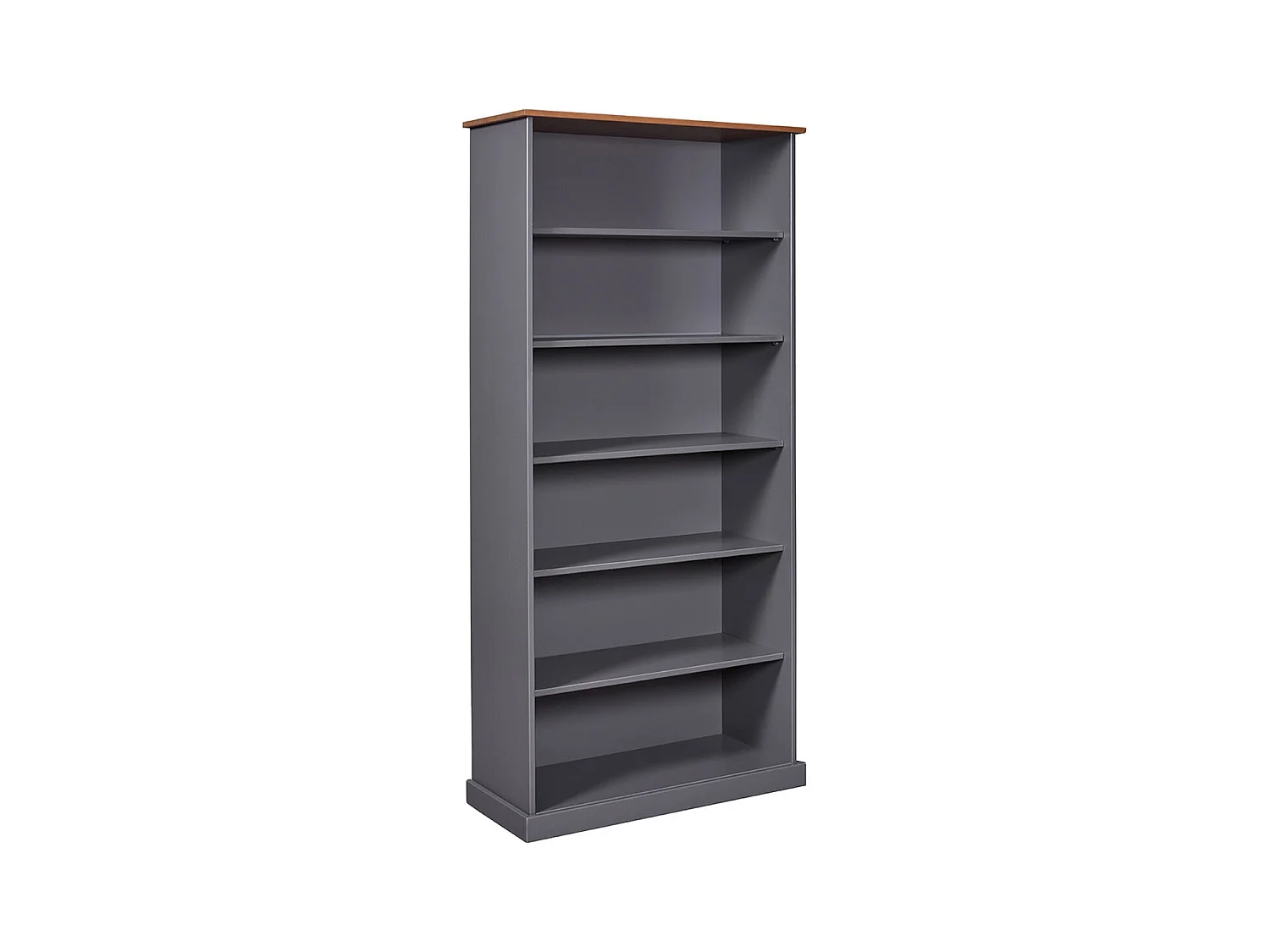MELINA - Bibliothèque 6 Niches Bois Massif Laqué Gris