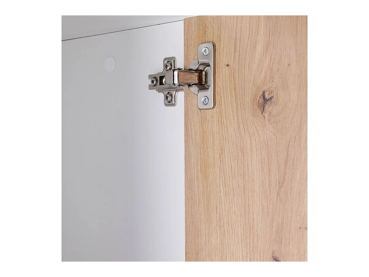 OPHELY - Meuble 5 Portes 5 Niches Blanc et Effet Bois