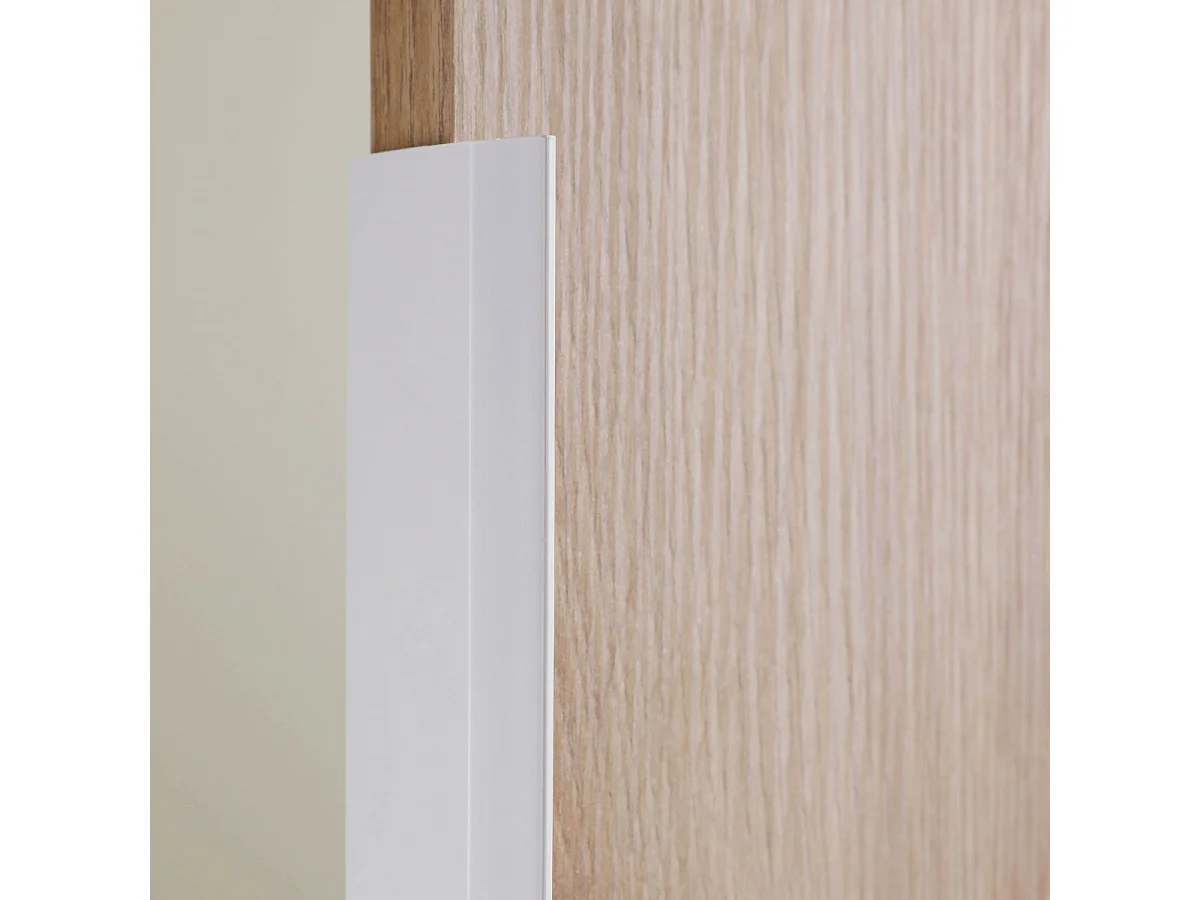 OPHELY - Meuble 5 Portes 5 Niches Blanc et Effet Bois